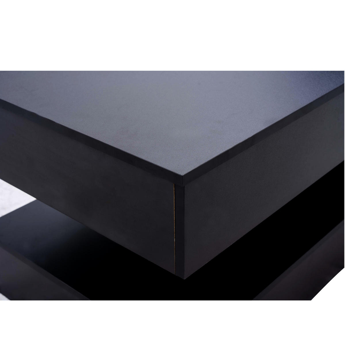 COUCHTISCH Schwarz 100/50/42 cm mit Hebefunktion, LED-Beleuchtung und Steckdosen - Schwarz, Holzwerkstoff (50/100/42cm) - PANGIVO