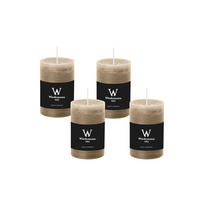 STUMPENKERZE Rustik Schlamm 140 x 100 mm, 4er Adventskerzen-Set - Schlammfarben, Paraffin (10/14cm) - Wiedemann Kerzen