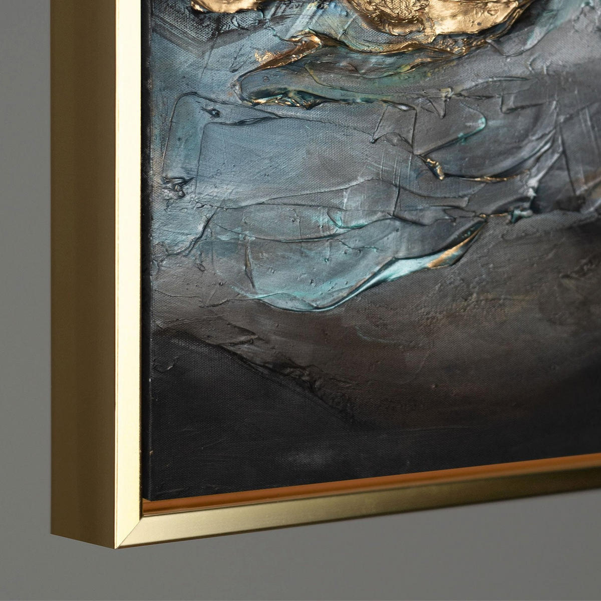GEMÄLDE Abstrakte Symphonie II Schattenfugenrahmen Gold 120x80 cm - Goldfarben, Holz (120/80cm) - YS-art gallery