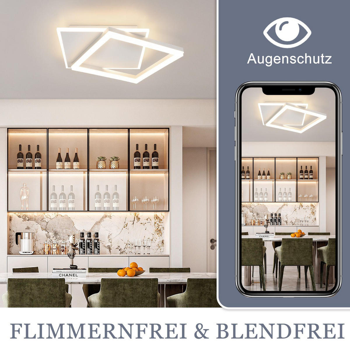 LED-DECKENLEUCHTE Lena 43.5/41/6 cm - Weiß, Metall (43.5/41/6cm) - Nettlife