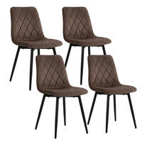 STOL Brun 4-pack sammet metallben - Brun, Trä/Textil (43/86/53.5cm) - Relaxdays