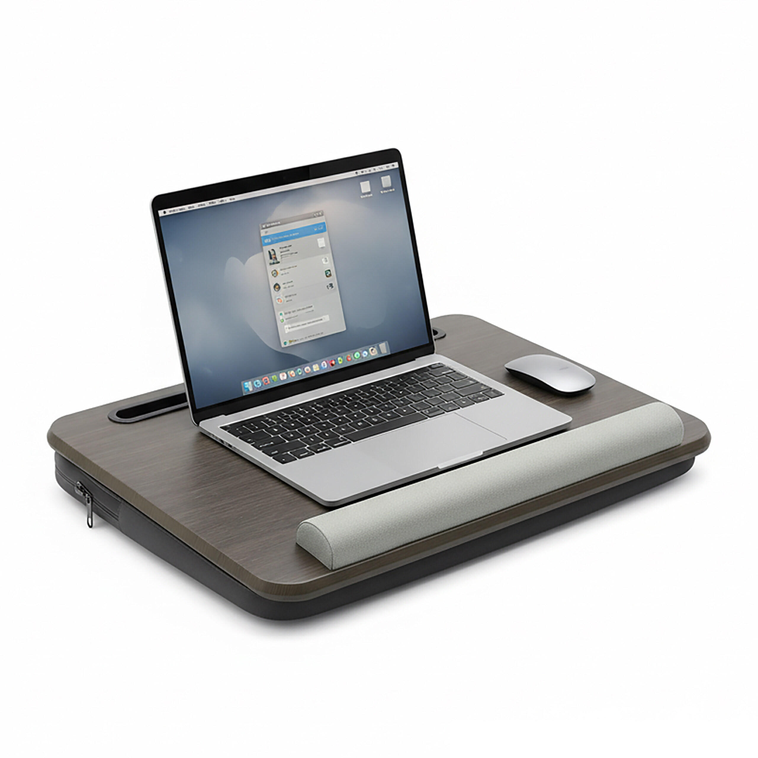 LAPTOPKISSEN Braun Grau mit Tasche 43x32 cm - Multicolor, Holzwerkstoff/Textil (32/43/7cm) - Relaxdays
