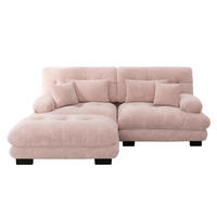 ECKSOFA 220/145/81 cm in Rosa aus Chenille mit Ottomans - Pink, Textil (145/220cm) - Flora Grace