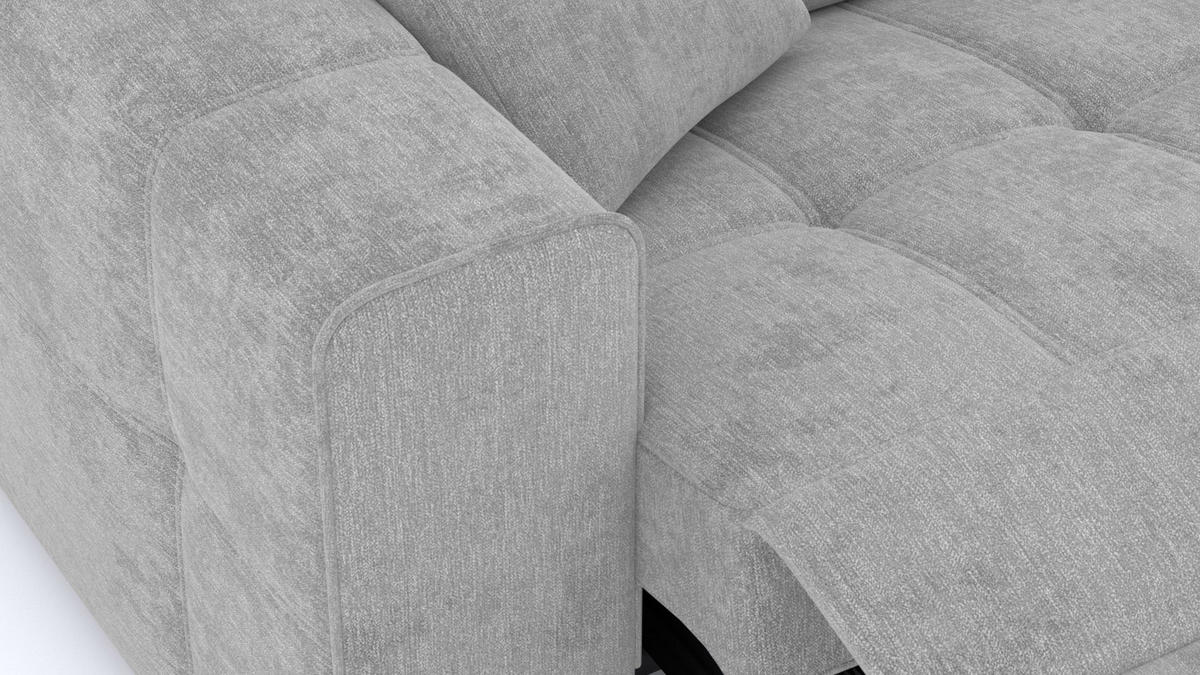 SOFA QUARTZ 3-Sitzer mit 1 Relaxfunktion, hellgrau - Silberfarben/Hellgrau, Holzwerkstoff/Textil (204/80/102cm) - Courtois Laville