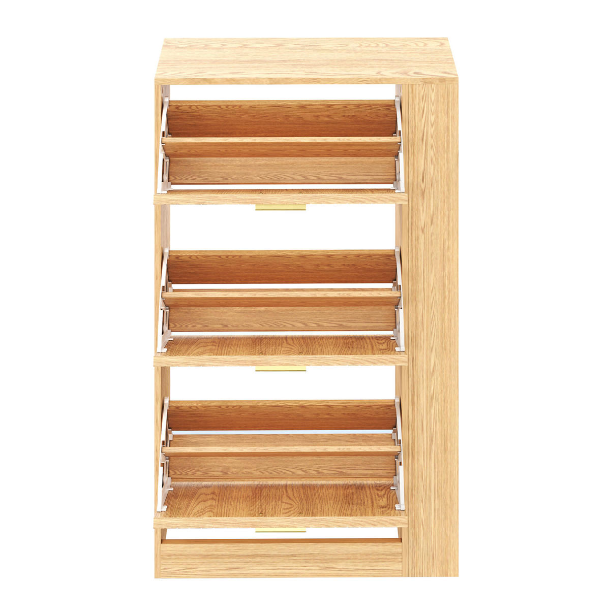 SCHUHSCHRANK 70/23,5/115 cm natur aus MDF mit 3 Türen und Fächern - Naturfarben, Holzwerkstoff (70/115/23.5cm) - OKWISH