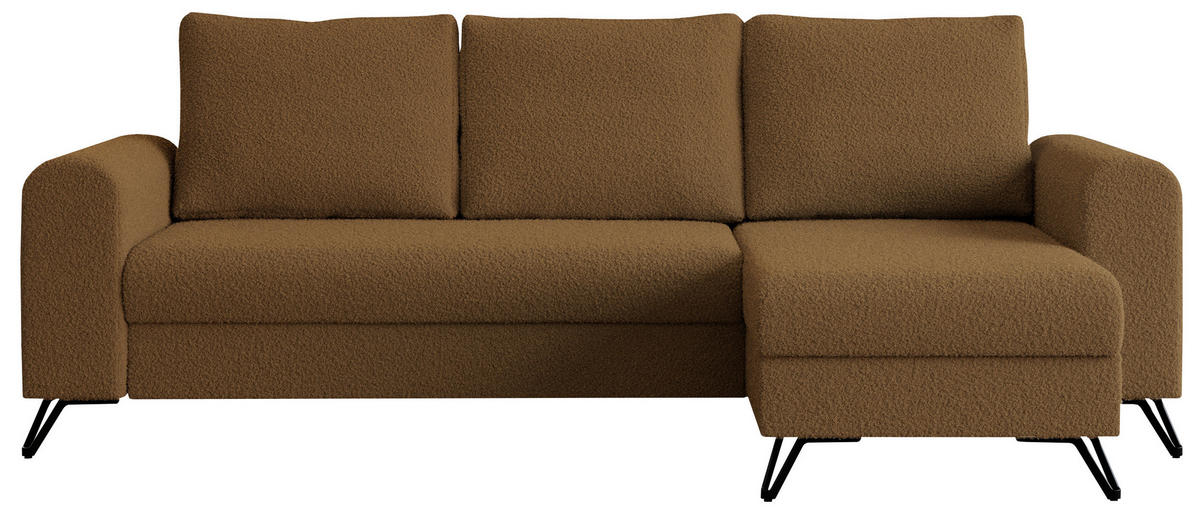ECKSOFA Hugo Boucle Braun - Schwarz/Braun, Textil/Metall (242/140cm) - MKS