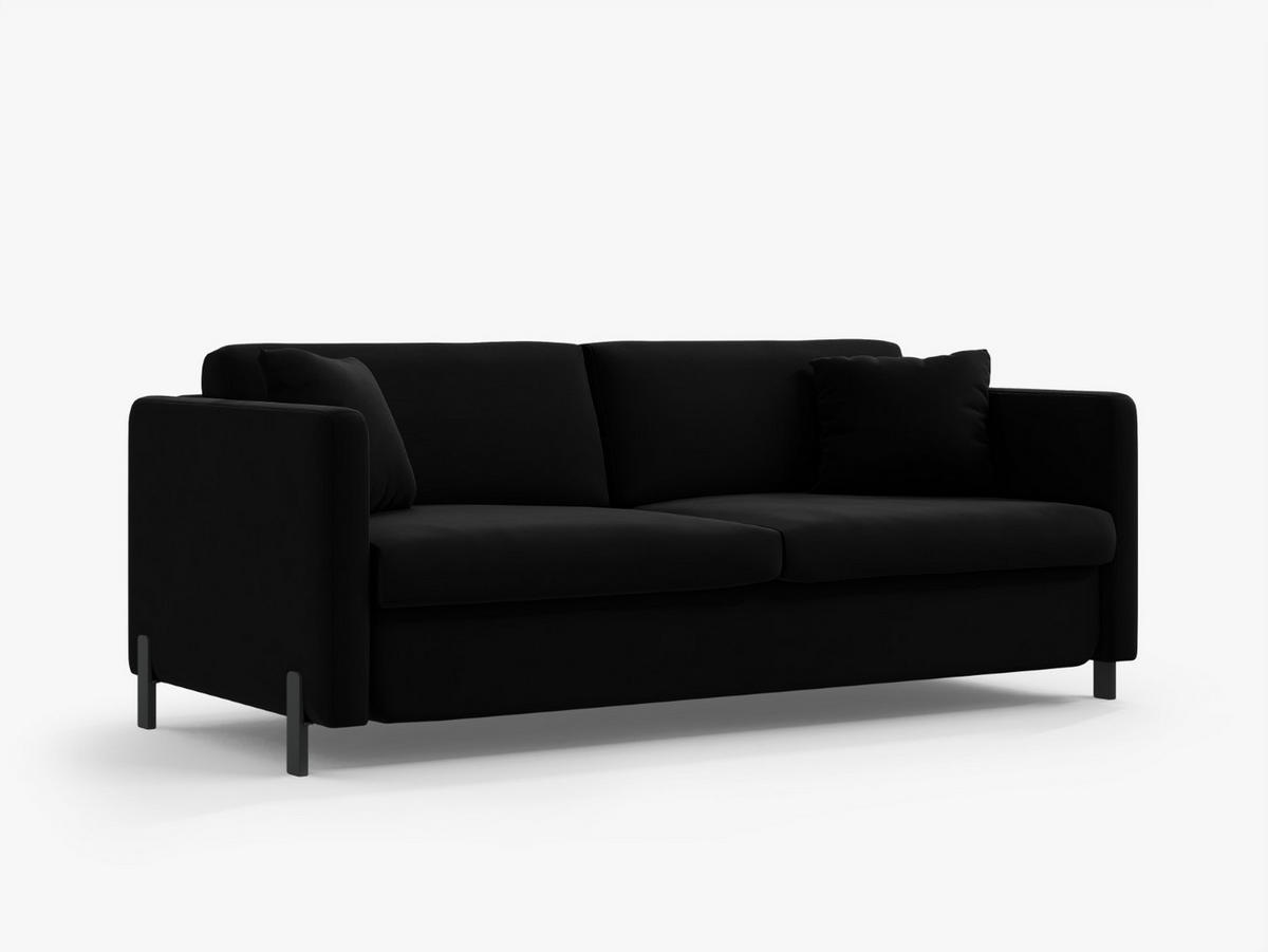 AUSKLAPPBARES-SOFA Gloria aus Samt schwarz 3 Sitzplätze - Schwarz, Textil (102/80/202cm) - Micadoni