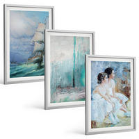 BILDER SET 3er Set - 40x60 cm Silberner Rahmen - Abstrakte Tänzerin auf dem Schiffsmeer - Silberfarben, Kunststoff (40/60cm) - TULUP