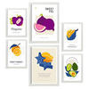 POSTER Set Mit 6 Lebensmittel Und Ernährungs Obst Collage Natur Und Ernährungs Für Innenarchitektur A3 & A4 Weißer Rahmen - Weiß, Papier (29/3cm) - Nacnic