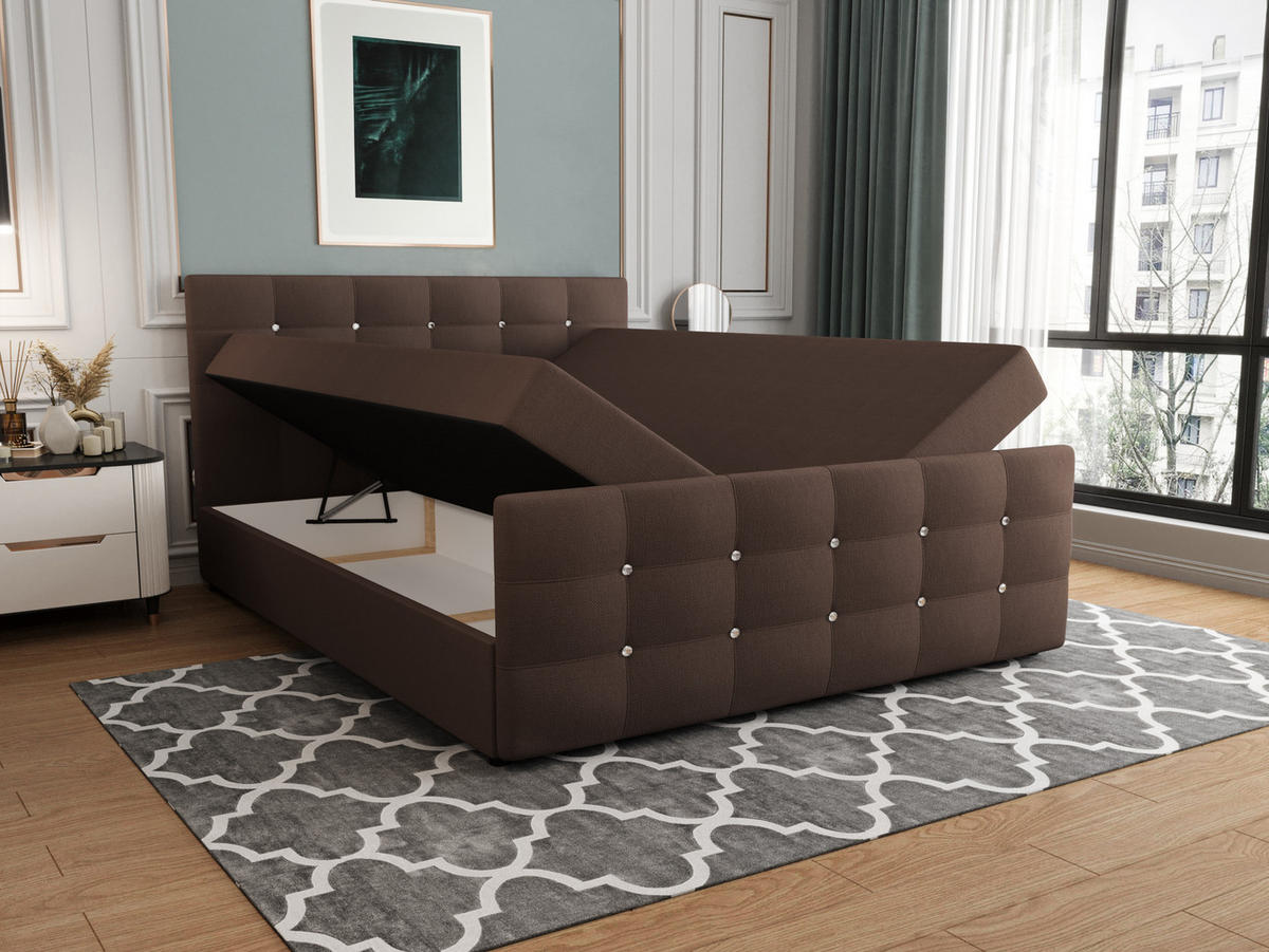 BOXBETT KLEO 180x200, mit Matratze H3 und Topper, Cosmic 800 - Dunkelbraun, Holz/Kunststoff (180/200cm) - Bedante