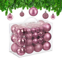 50XWEIHNACHTSKUGELN - Rosa, Kunststoff (6/7/6cm) - Relaxdays