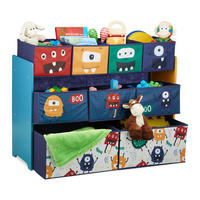 KINDERREGAL - Multicolor, Holzwerkstoff/Textil (92.5/70/30cm) - Relaxdays