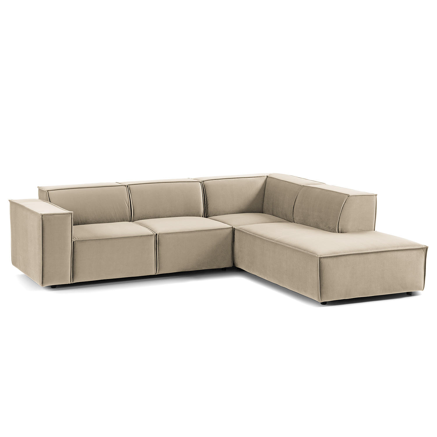 ECKSOFA mit Ottomane - Beige/Schwarz, Kunststoff/Textil (260/234cm) - home24