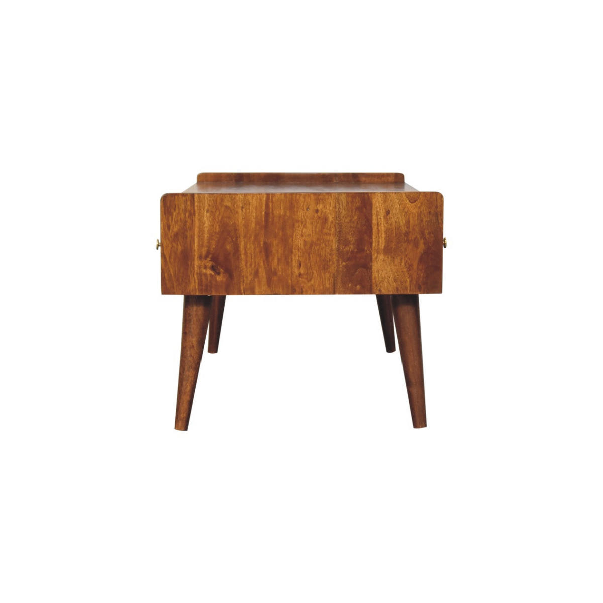 TV-EINHEIT Massivholz Kastanienbraun, 2 Schubladen und Offenes Fach - Dunkelbraun/Messingfarben, Mangoholz/Holz (100/43/50cm) - Artisan Furniture