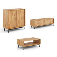 WOHNWAND 3er-Set Modern Loft Eiche Natur 402 / 60 / 101cm - Eichefarben/Schwarz, Holz/Metall (402/101/60cm) - Feldmann-Wohnen