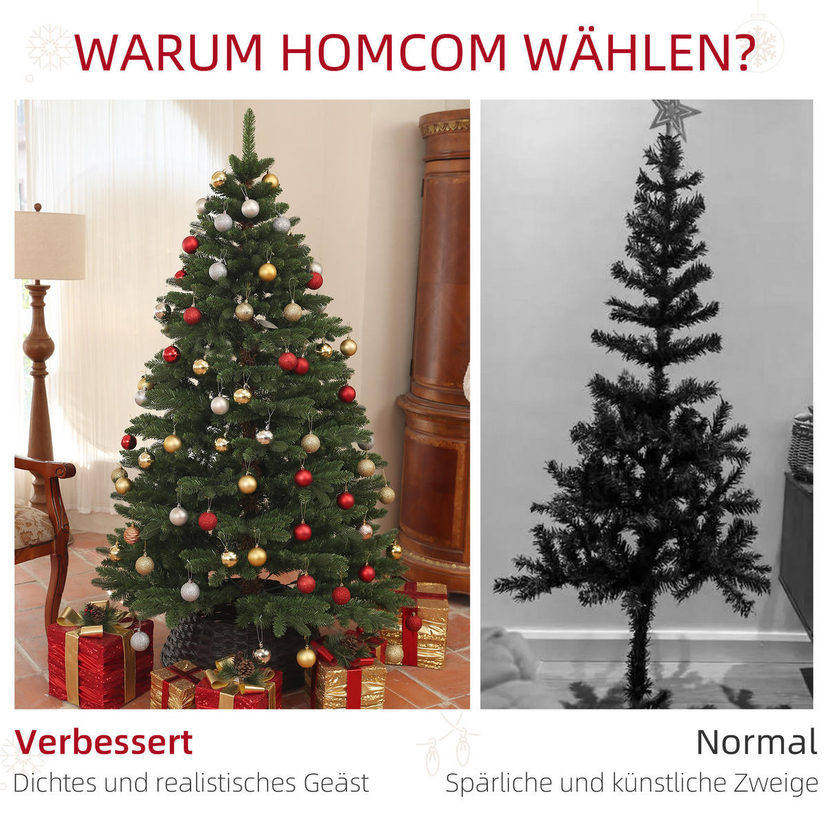 WEIHNACHTSBAUM 180 cm, Kunsttanne, stabile Metallbasis, Grün - Grün, Kunststoff (180cm) - HOMCOM
