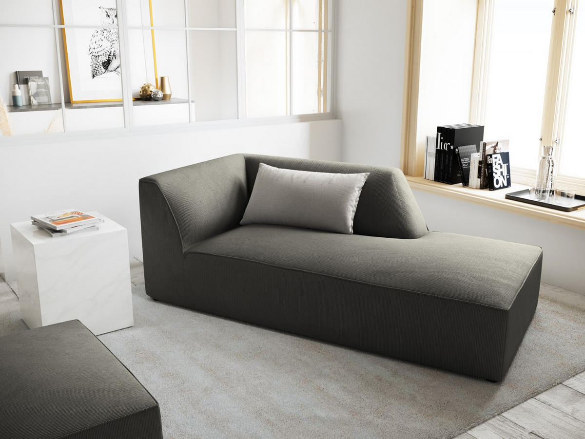 CHAISELONGUE rechts Ruby aus Cord hellgrau - Hellgrau, Textil (93/69/180cm) - Micadoni