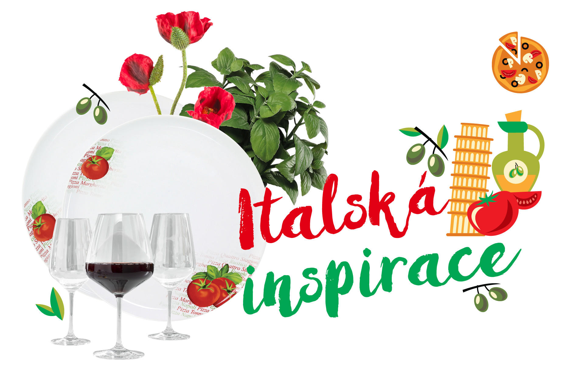 Italská večeře ilustrační grafika