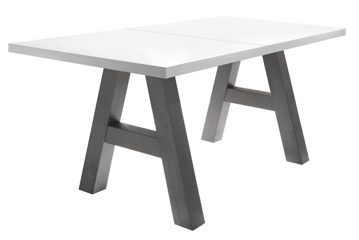 ESSTISCH ausziehbar Elia 3 160 x 90 x 75 Esszimmertisch Graphit/Weiß Matt Lack - Weiß, Holz (160/90/75cm) - 58aufmkessel