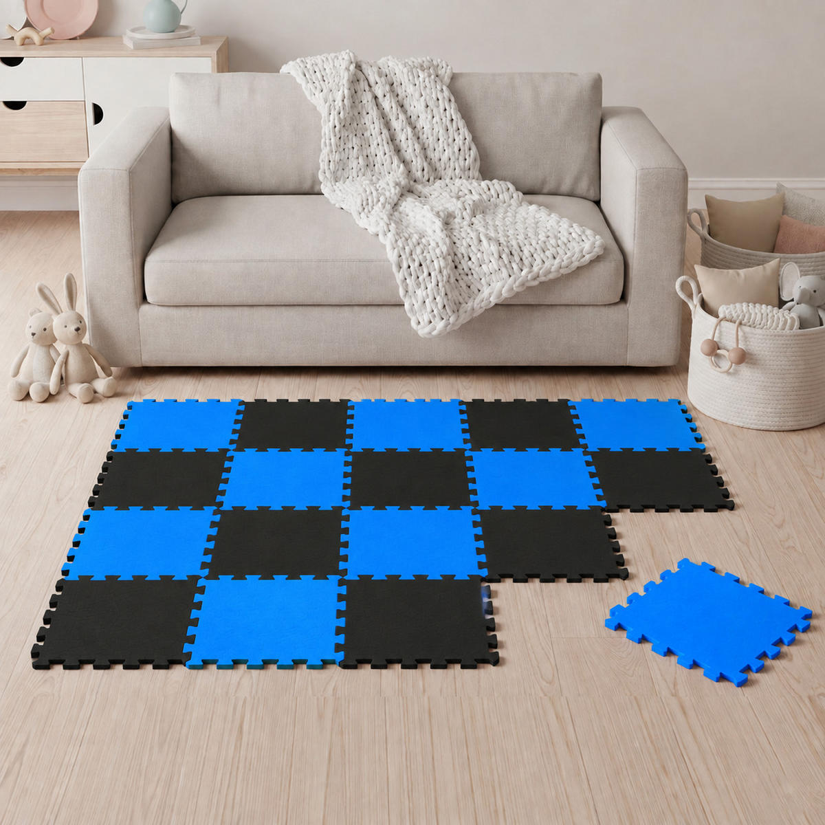 SPIELMATTE ab Null - 180/90 cm Puzzlematte Schwarz - Multicolor, Kunststoff (30/30cm) - Littletom