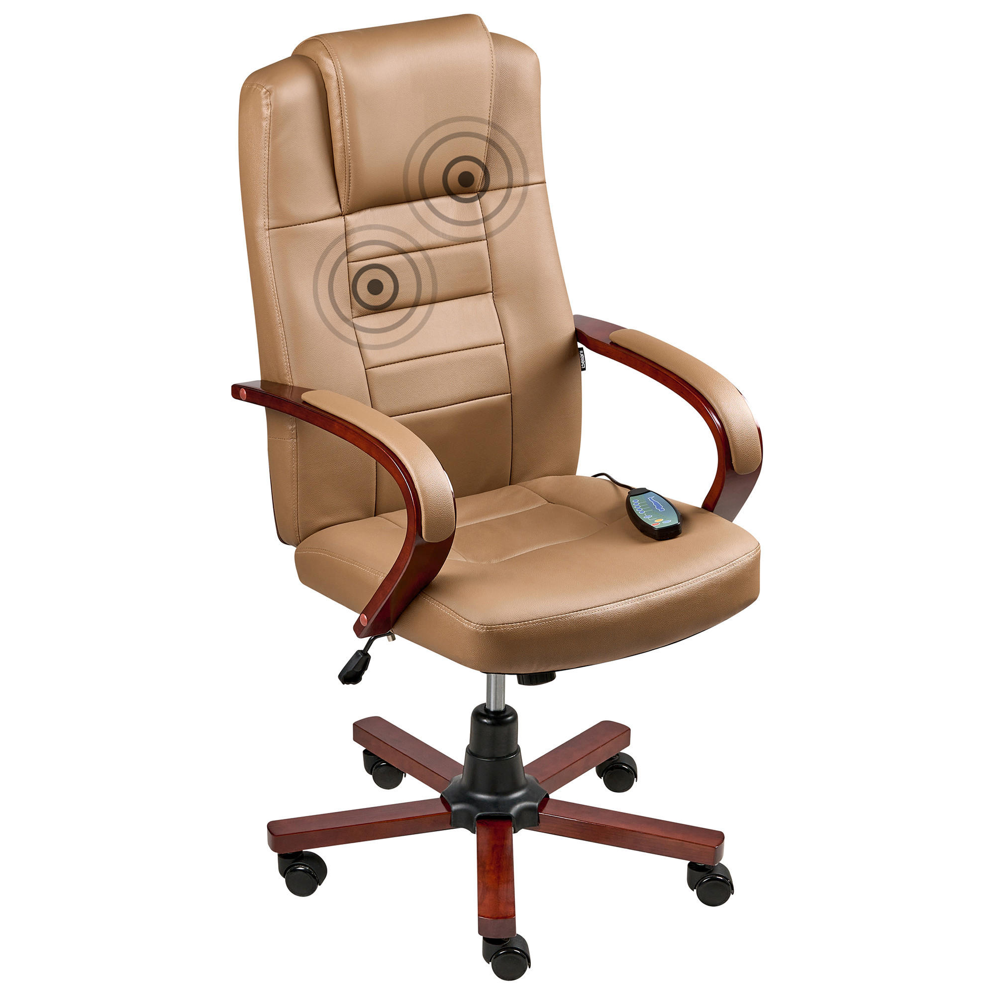 MASSAGESTUHL Hellbraun Diamond - Hellbraun/Schwarz, Leder (66/118/66cm) - Beliani