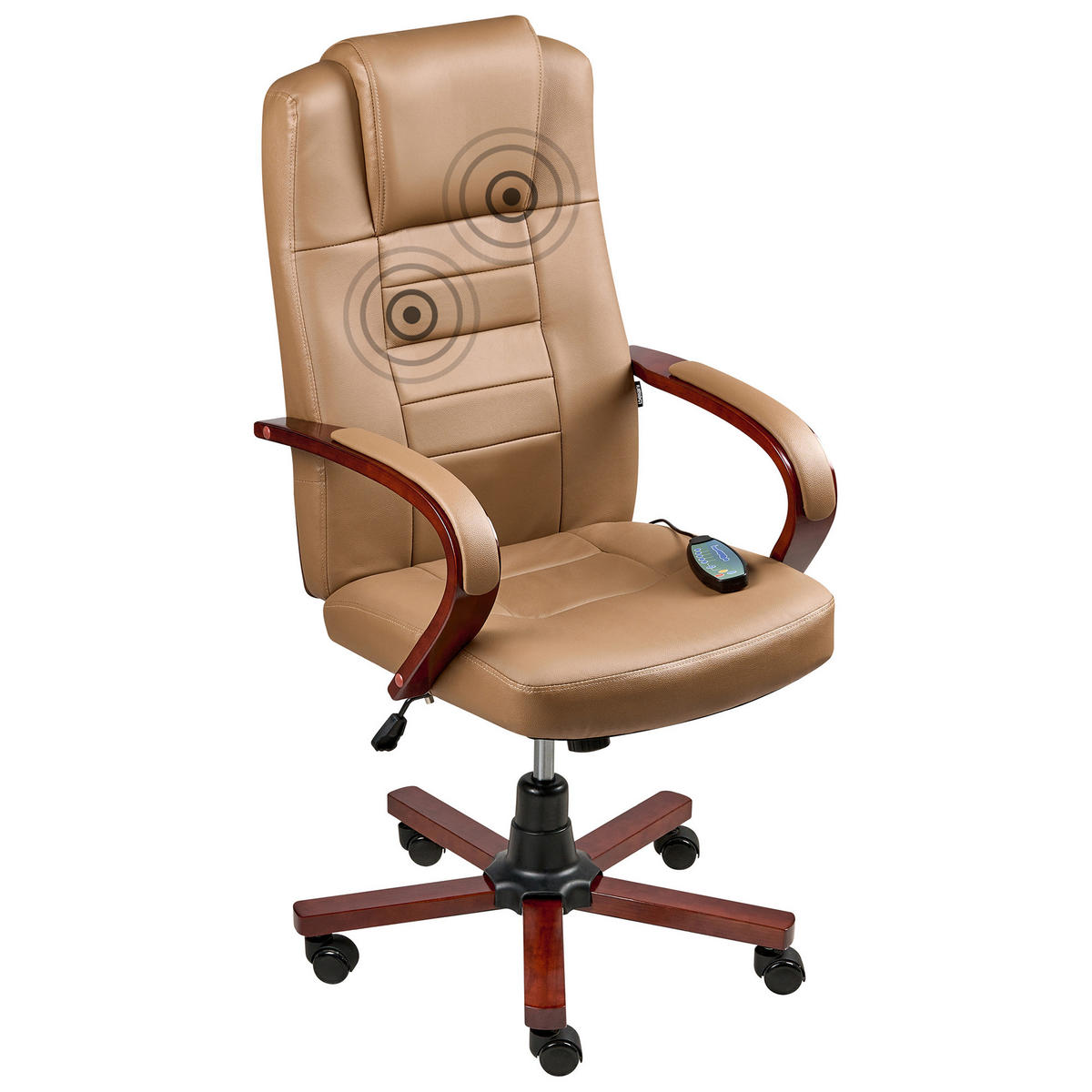 MASSAGESTUHL Hellbraun Diamond - Hellbraun/Schwarz, Leder (66/118/66cm) - Beliani