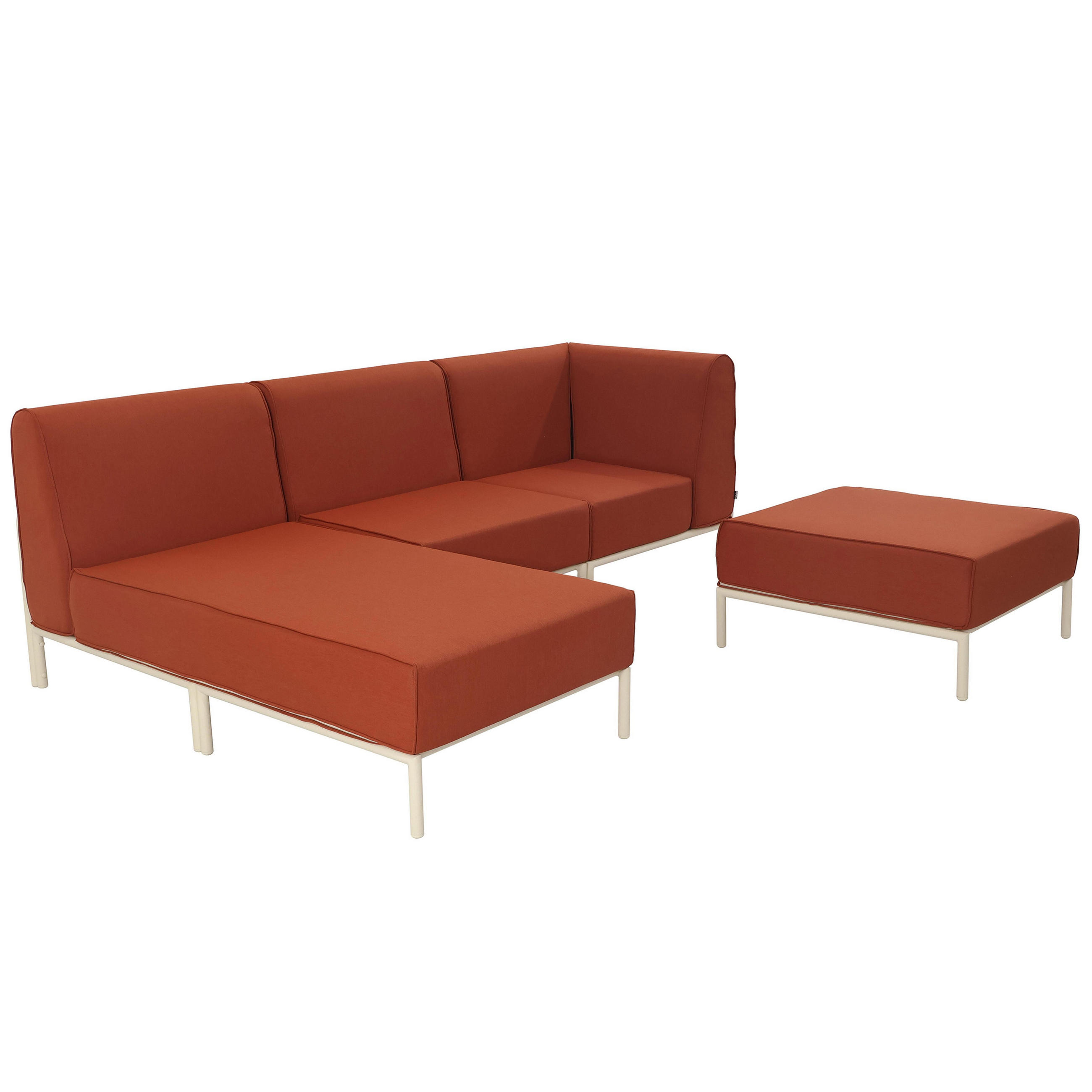 GARTENSOFA mit 4 Sitzplätzen, Terrakotta - Rot, Textil (153/78/272cm) - Oviala