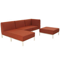 GARTENSOFA mit 4 Sitzplätzen, Terrakotta - Rot, Textil (153/78/272cm) - Oviala
