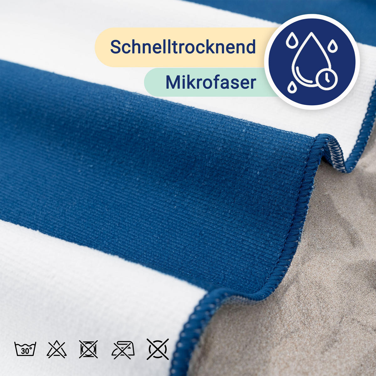 STRANDTUCH, 90x180 cm, 100% Polyester - Blau, Textil (90/180cm) - Zollner