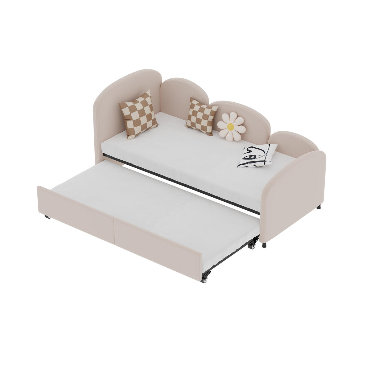 KINDERBETT 90/200 cm pink Blumendesign mit Stauraum - Rosa, Textil (90/200cm) - OKWISH