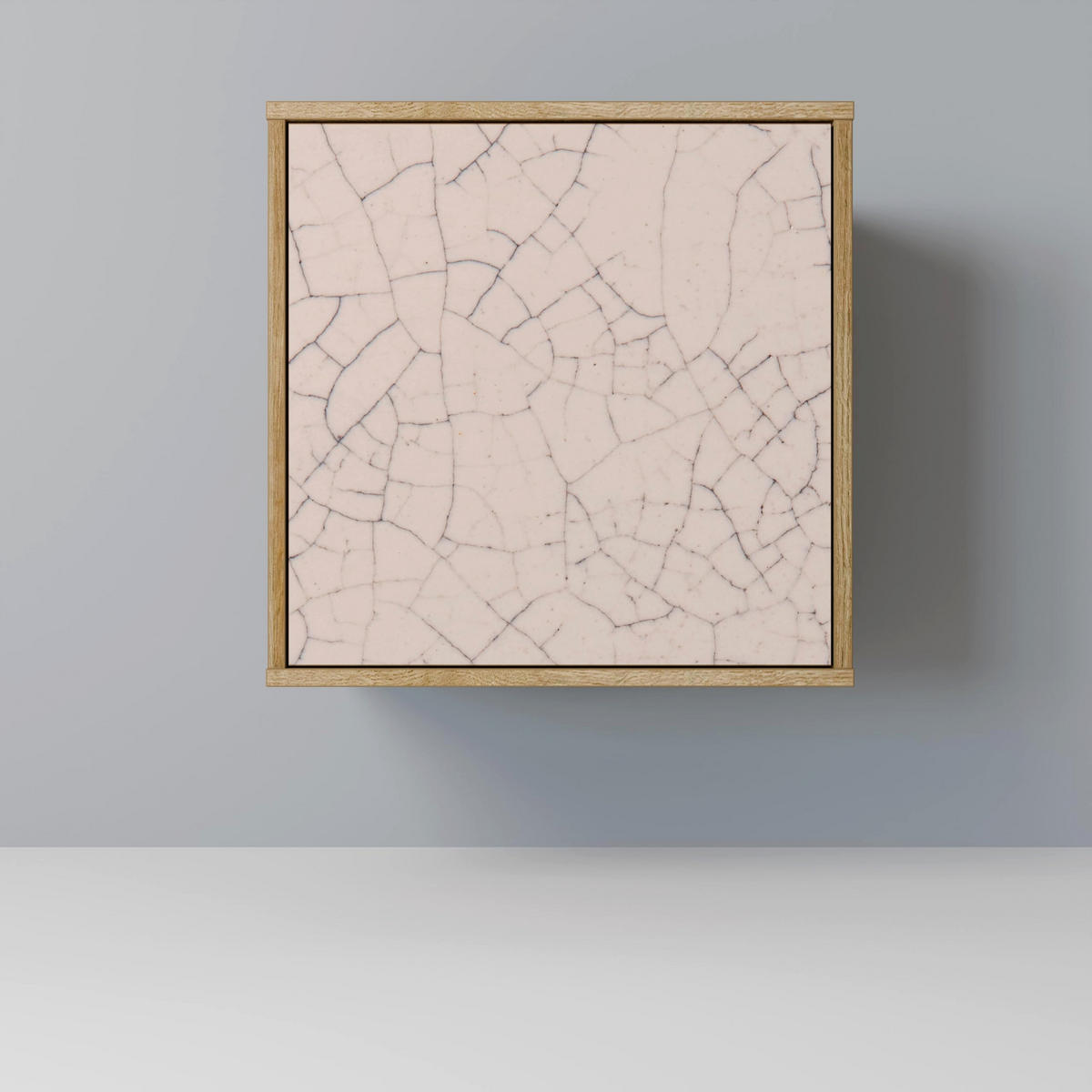 SIDEBOARD CERAMIC TEXTURE, Eichefarben, 57,5x42x70,5 cm, Schwarze Metall-Sternfüße - Eichefarben/Multicolor, Holzwerkstoff/Metall (57.5/70.5/42cm) - SpaceRebels