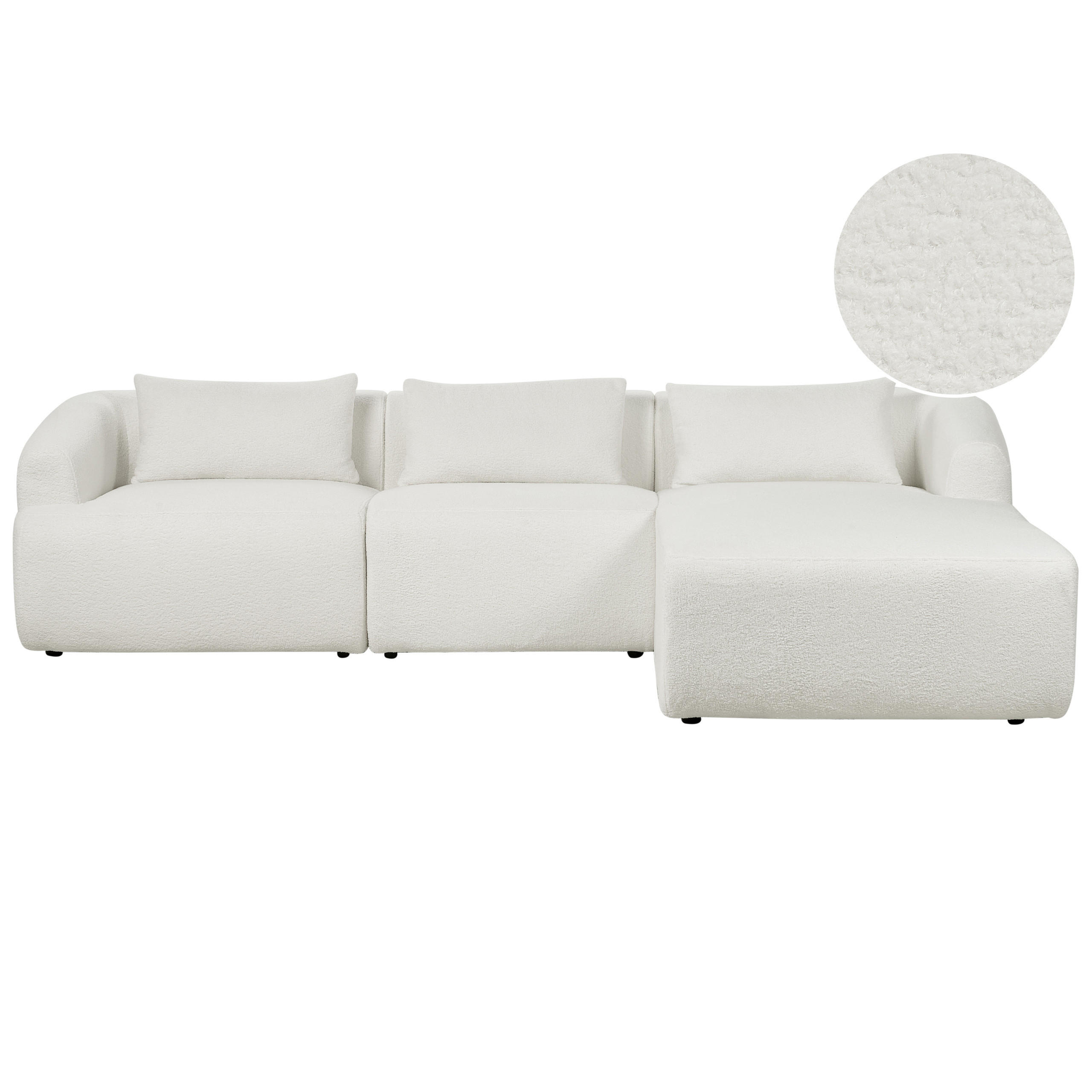 3-SITZER-ECKSOFA aus Bouclé weiß rechtsseitig Svansele - Weiß, Textil (278/174cm) - Beliani
