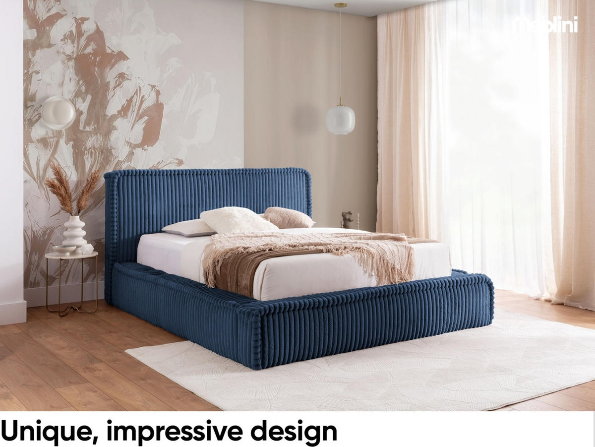 POLSTERBETT MESUT - Dunkelblau, Textil (120/200cm) - Meblini