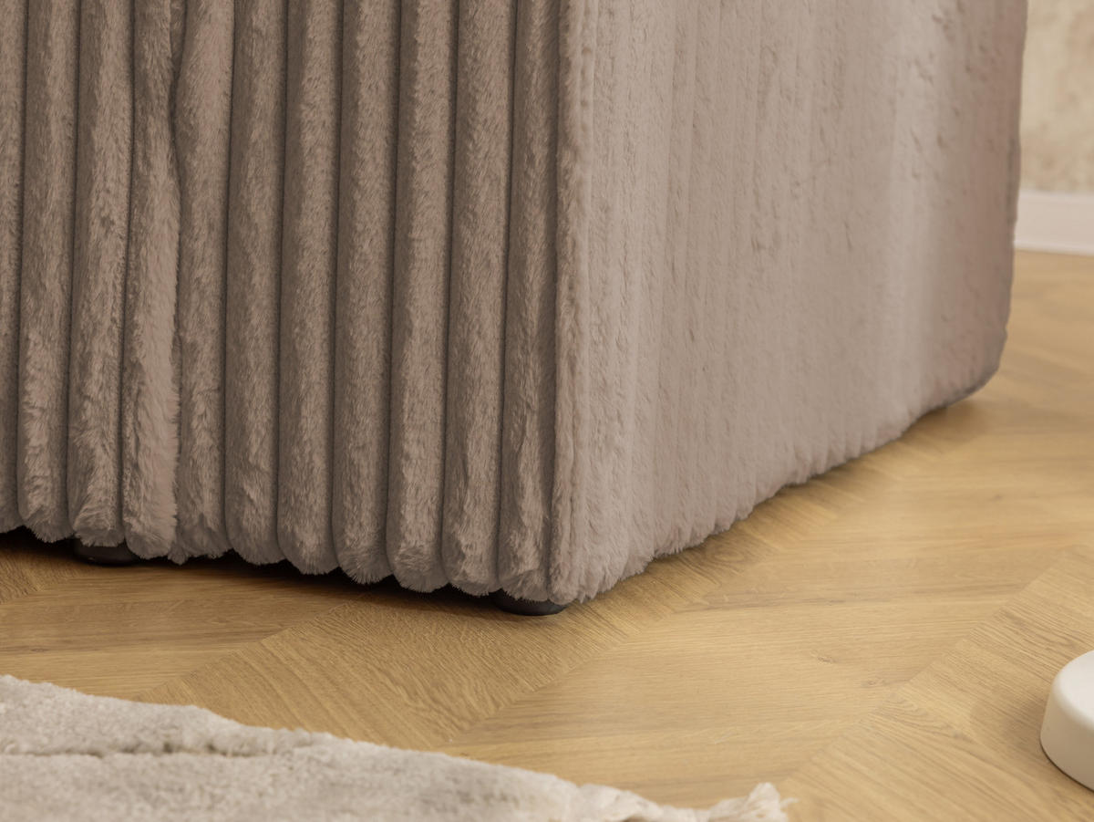 ECKSOFA Rivio mit Schlaffunktion und Bettkasten, Plüschcord Braun - Schwarz/Braun, Holz/Kunststoff (149/262cm) - S-Style
