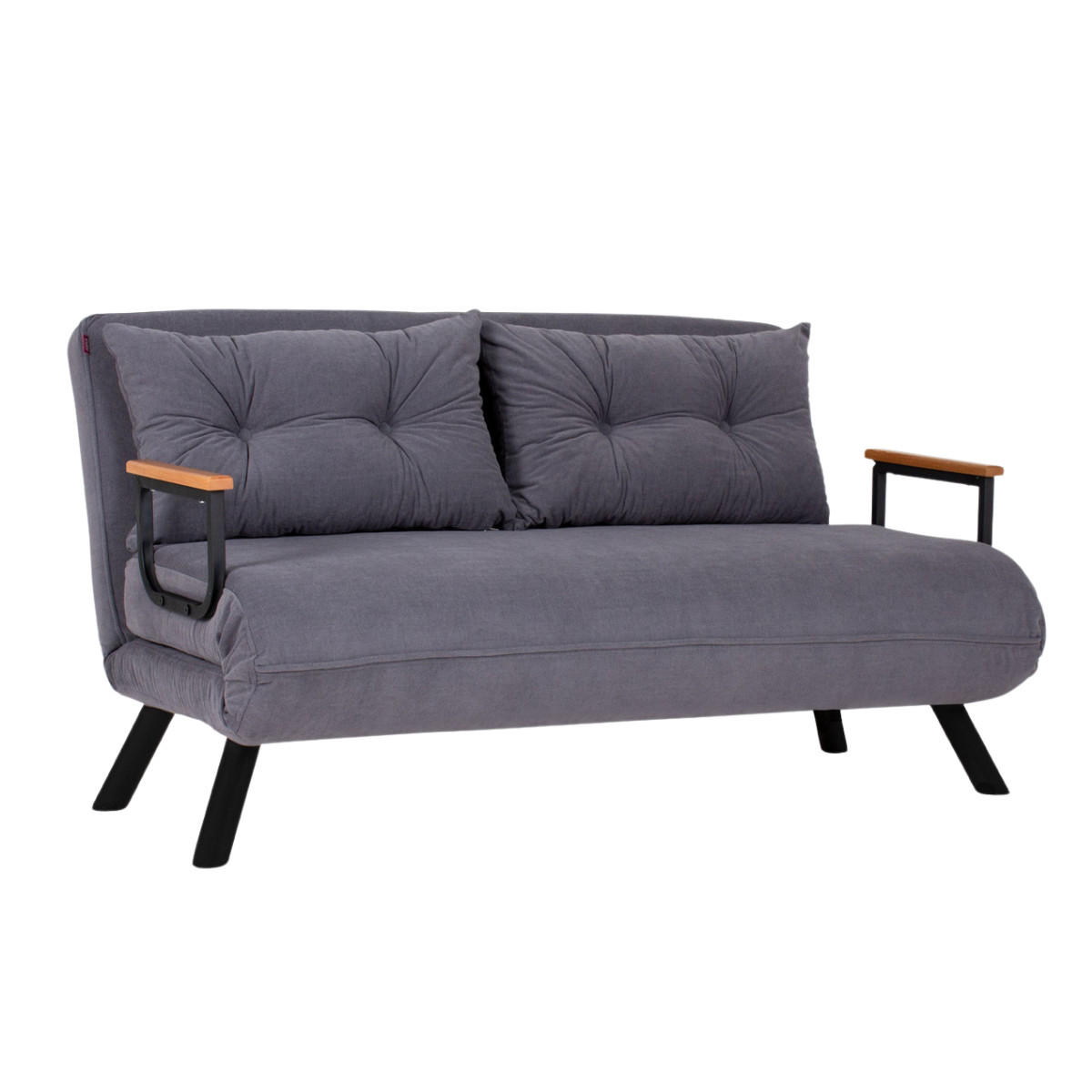SCHLAFSOFA für 2 Personen mit Stoffbezug und Metallfüßen 133/50/41 cm - Grau, Metall (50/41/133cm) - Calicosy