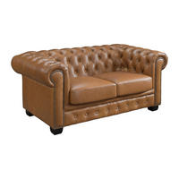 CHESTERFIELD Ledersofa 2-Sitzer - Büffelleder - Karamellbraun - BRENTON - Braun, Leder (96/73/160cm) - Vente-Unique