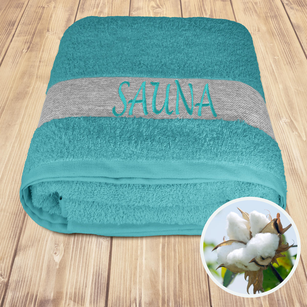 SAUNAHANDTUCH Lima Pfefferminze 100x200 cm - Grün, Naturmaterialien (100/200cm) - Lashuma