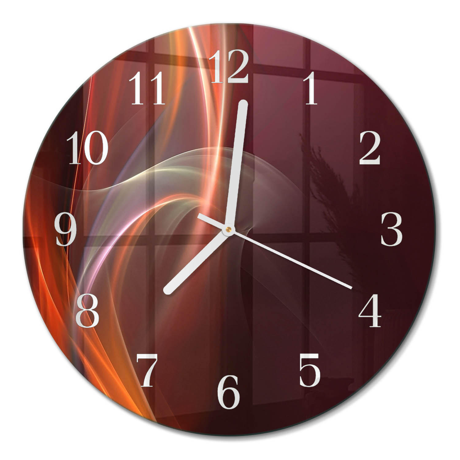 WANDUHR fi30 cm - Abstrakte Linien - Rot, Glas (30/30/0.4cm) - TULUP