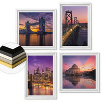 WANDBILDER 4er-Set - 50x50 cm & 40x60 cm Weißer Rahmen - Brücken, Sonne, Stadtblick - Weiß, Kunststoff (50/50cm) - ArtPrintCave