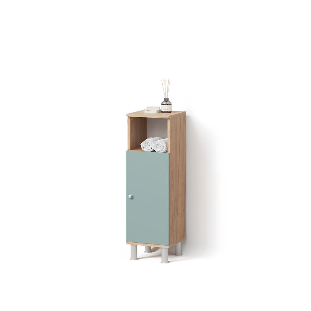 MIDISCHRANK Fucino Grün 30 x 95 cm - Honigeiche/Grün, Holzwerkstoff (30/95/30cm) - Livinity®
