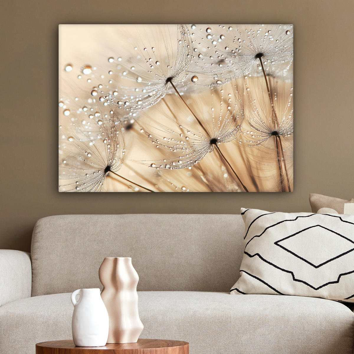 LEINWANDBILD Löwenzahn - Abstrakt - Natur - Beige 80x60 cm - Braun, Textil (80/60cm) - MuchoWow