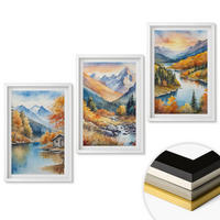 WANDBILDER 3er-Set - 40x60 cm Weißer Rahmen - Berglandschaft, Fluss, Herbst - Weiß, Kunststoff (40/60cm) - ArtPrintCave