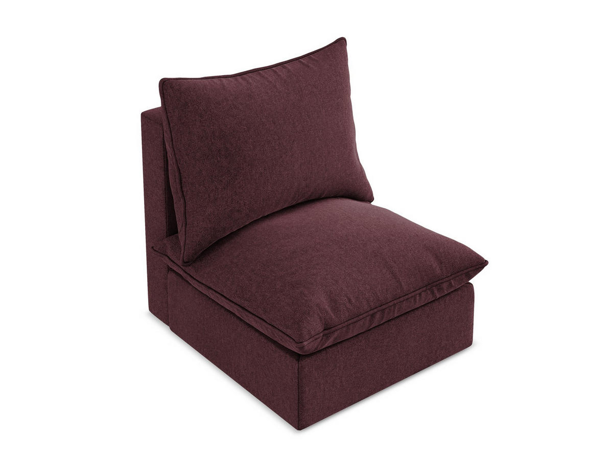 SOFAELEMENT Samt Stoff Rot - Bordeaux/Schwarz, Holzwerkstoff/Kunststoff (75/77/90cm) - Makamii