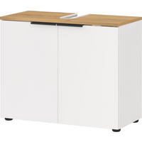 WASCHBECKENUNTERSCHRANK Weiß-Beige 70x34x58 cm mit Siphonaussparung TAHO - Weiß, Holz/Metall (70/58/34cm) - KADIMA DESIGN