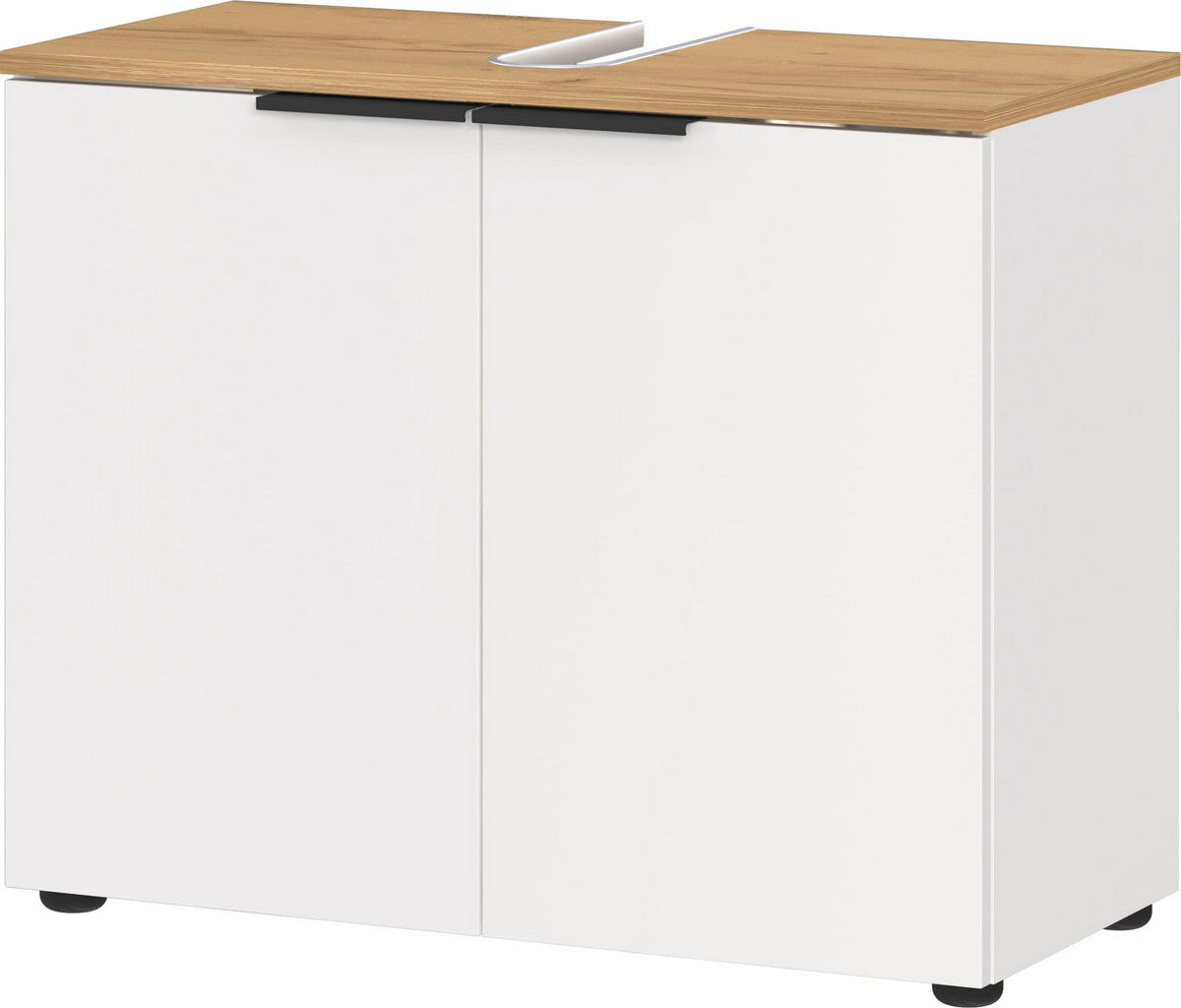 WASCHBECKENUNTERSCHRANK Weiß-Beige 70x34x58 cm mit Siphonaussparung TAHO - Weiß, Holz/Metall (70/58/34cm) - KADIMA DESIGN