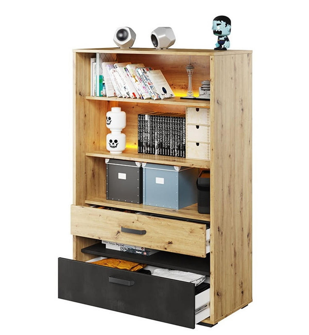 REGAL Qubic QB-06 - Eiche Artisan, Holzwerkstoff (90/138/42cm) - Meblini