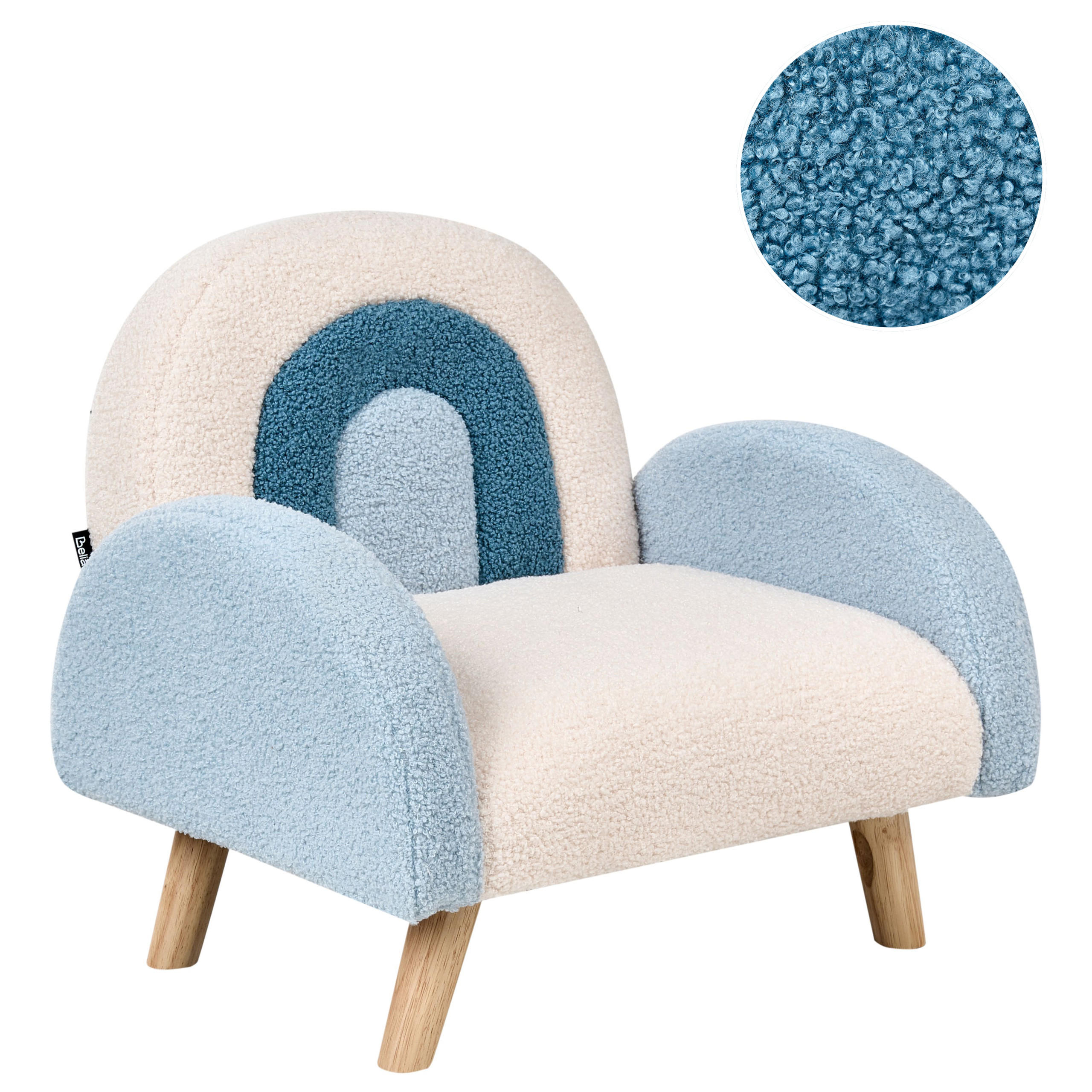 FOTOLIU PENTRU COPII Regenbogen bouclé albastru deschis Ombo - alb, material textil (52/46/46cm) - Beliani