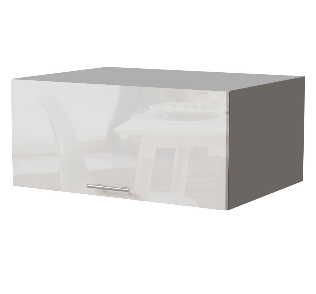 Feldmann-Wohnen Aufsatzschrank Weiß Hochglanz, Grau 80x36x59 cm