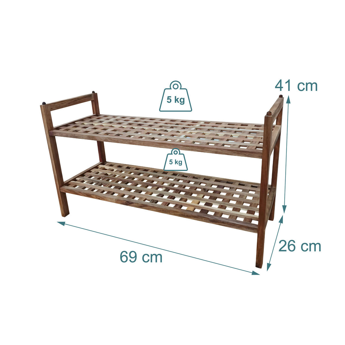 SCHUHREGAL Akazie - Hellbraun, Holz (69/41/26cm) - Relaxdays