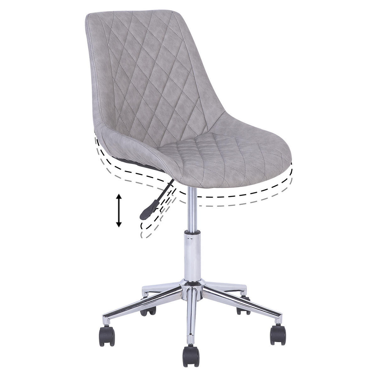 BÜROSTUHL Kunstleder Grau Maribel - Grau, Textil/Metall (57/83/57cm) - Beliani